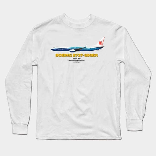 Boeing B737-900ER - Lion Air "Dreamliner Colours" Long Sleeve T-Shirt by TheArtofFlying